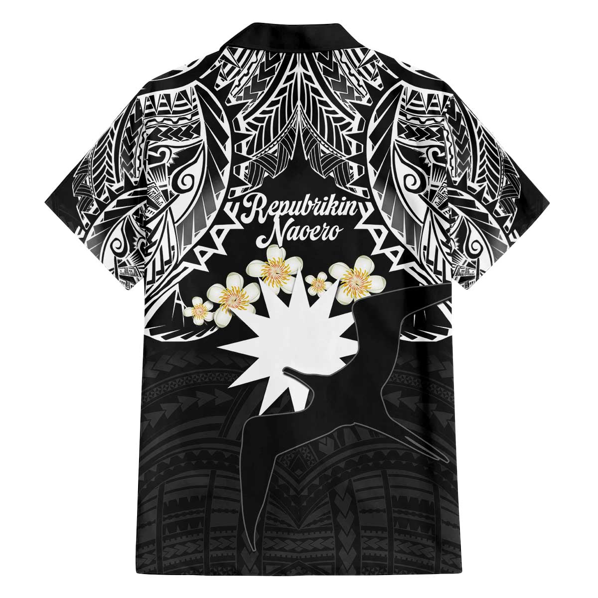 Ekamowir Omo Nauru Family Matching Off The Shoulder Long Sleeve Dress and Hawaiian Shirt Naoero Twelve-pointed Star Polynesian Tattoo LT14 - Polynesian Pride