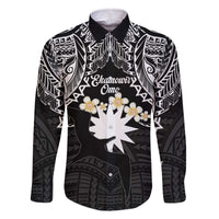 Ekamowir Omo Nauru Family Matching Off The Shoulder Long Sleeve Dress and Hawaiian Shirt Naoero Twelve-pointed Star Polynesian Tattoo LT14 Dad's Shirt - Long Sleeve Black - Polynesian Pride