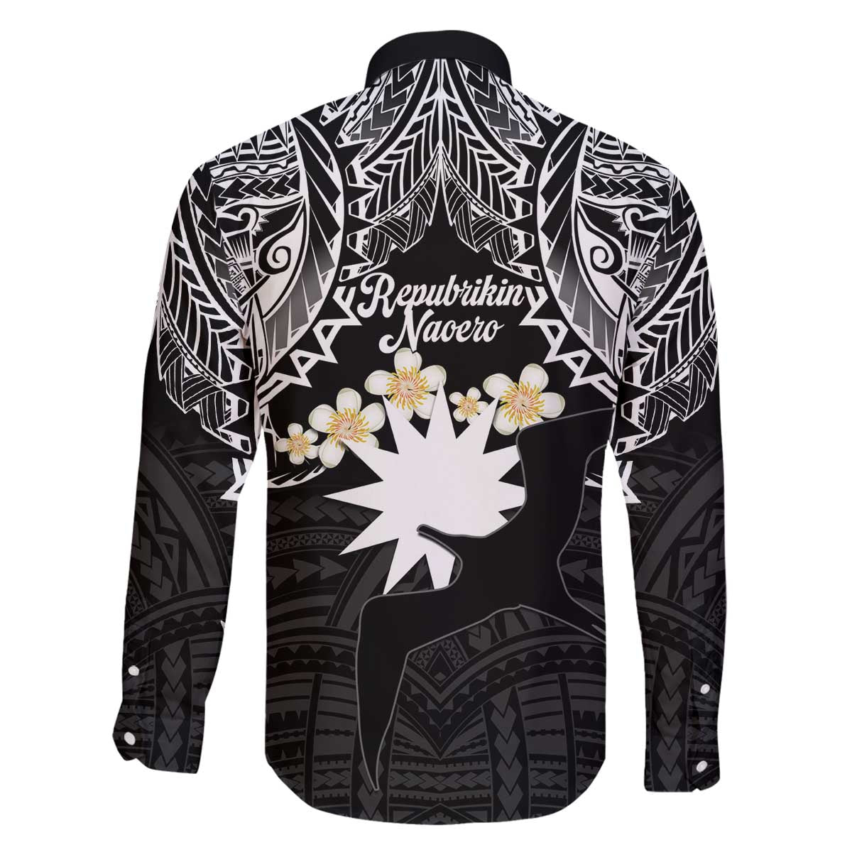 Ekamowir Omo Nauru Family Matching Off The Shoulder Long Sleeve Dress and Hawaiian Shirt Naoero Twelve-pointed Star Polynesian Tattoo LT14 - Polynesian Pride