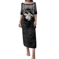 Ekamowir Omo Nauru Family Matching Puletasi and Hawaiian Shirt Naoero Twelve-pointed Star Polynesian Tattoo LT14 Mom's Dress Black - Polynesian Pride
