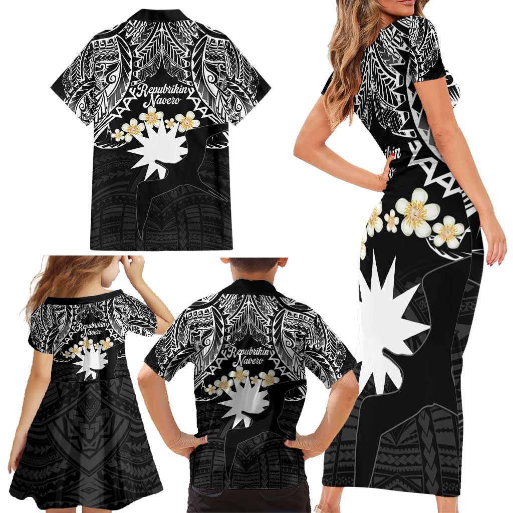 Ekamowir Omo Nauru Family Matching Short Sleeve Bodycon Dress and Hawaiian Shirt Naoero Twelve-pointed Star Polynesian Tattoo LT14 - Polynesian Pride