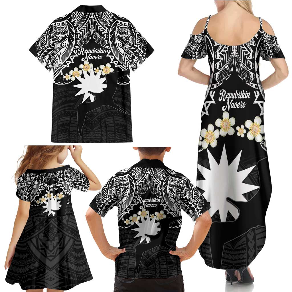 Ekamowir Omo Nauru Family Matching Summer Maxi Dress and Hawaiian Shirt Naoero Twelve-pointed Star Polynesian Tattoo LT14 - Polynesian Pride