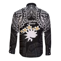 Ekamowir Omo Nauru Long Sleeve Button Shirt Naoero Twelve-pointed Star Polynesian Tattoo