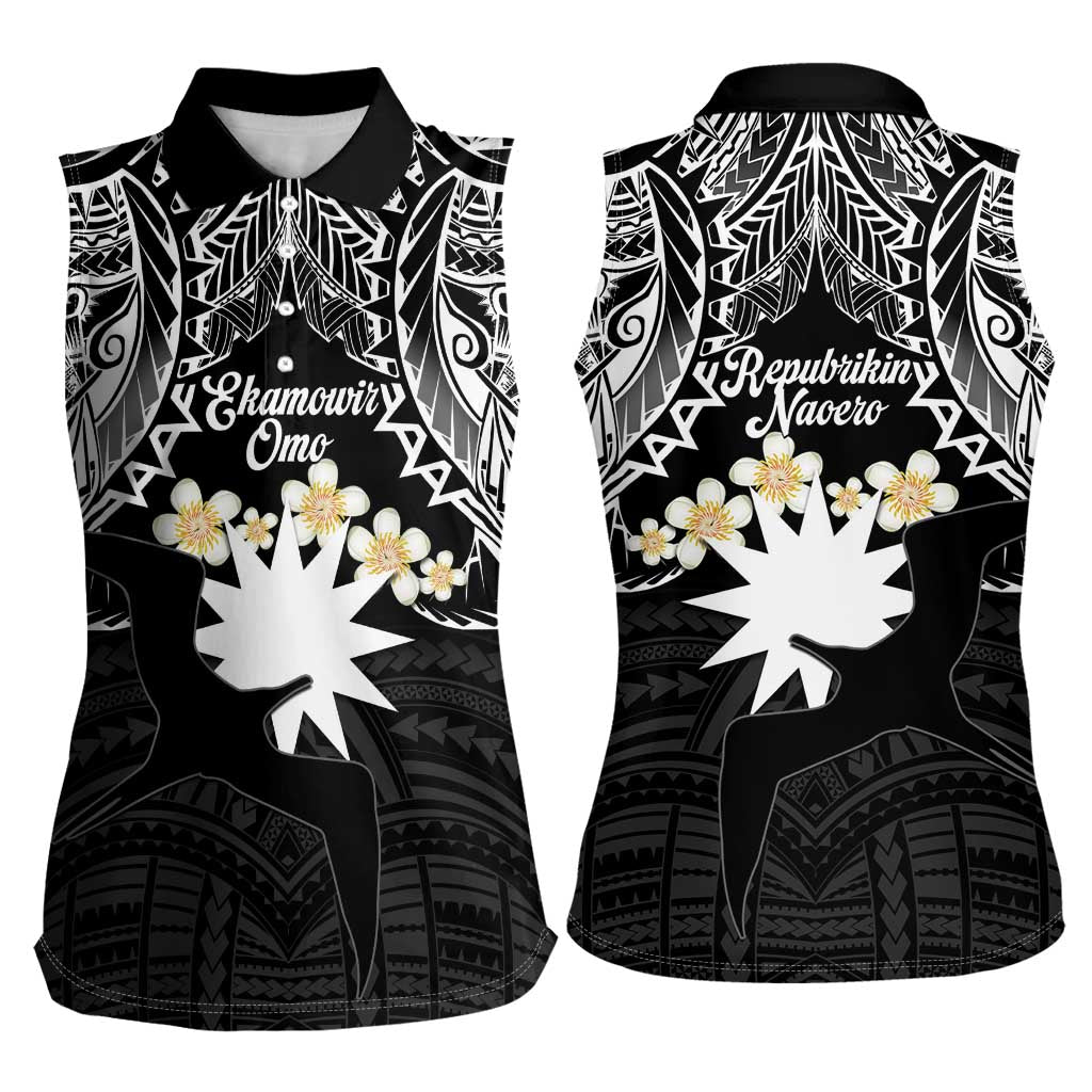 Ekamowir Omo Nauru Women Sleeveless Polo Shirt Naoero Twelve-pointed Star Polynesian Tattoo LT14 - Polynesian Pride