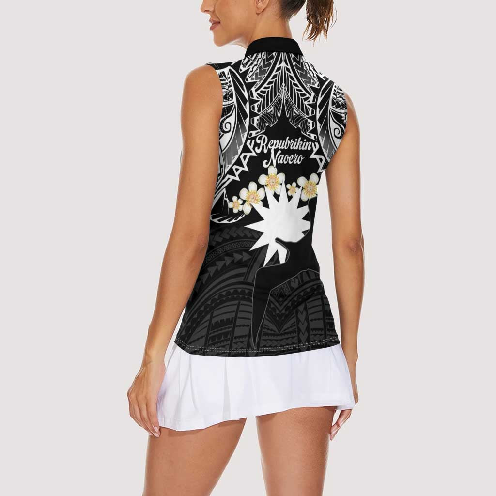 Ekamowir Omo Nauru Women Sleeveless Polo Shirt Naoero Twelve-pointed Star Polynesian Tattoo LT14 - Polynesian Pride