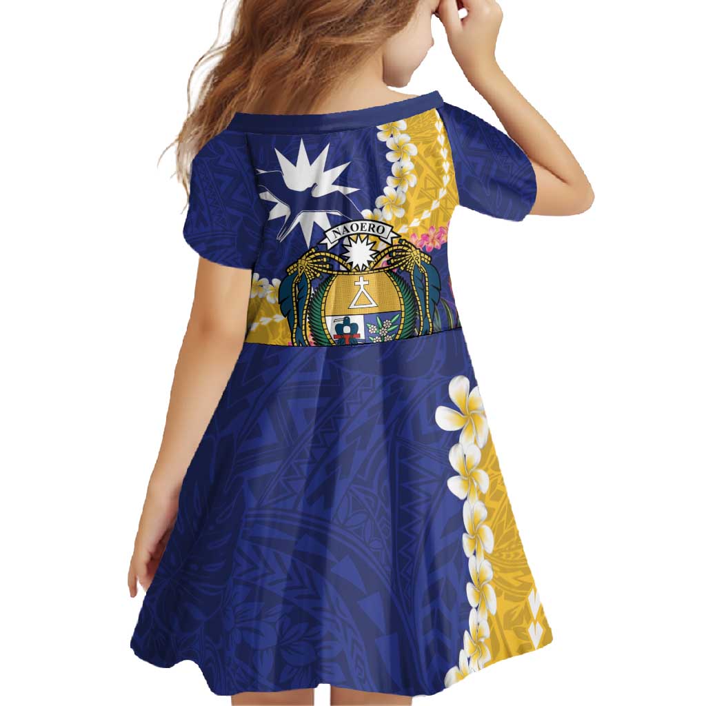 Nauru Independence Day Family Matching Mermaid Dress and Hawaiian Shirt Coat Of Arms With Tropical Flowers LT14 - Polynesian Pride