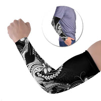 Black Aloha Hawaii Arm Sleeves Polynesian Shark Tattoo With Plumeria - Polynesian Pride