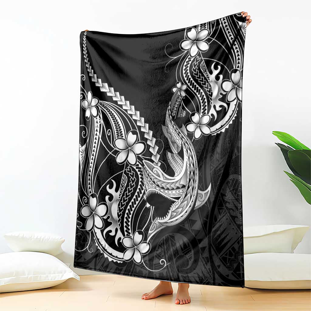 Black Aloha Hawaii Blanket Polynesian Shark Tattoo With Plumeria LT14 - Polynesian Pride