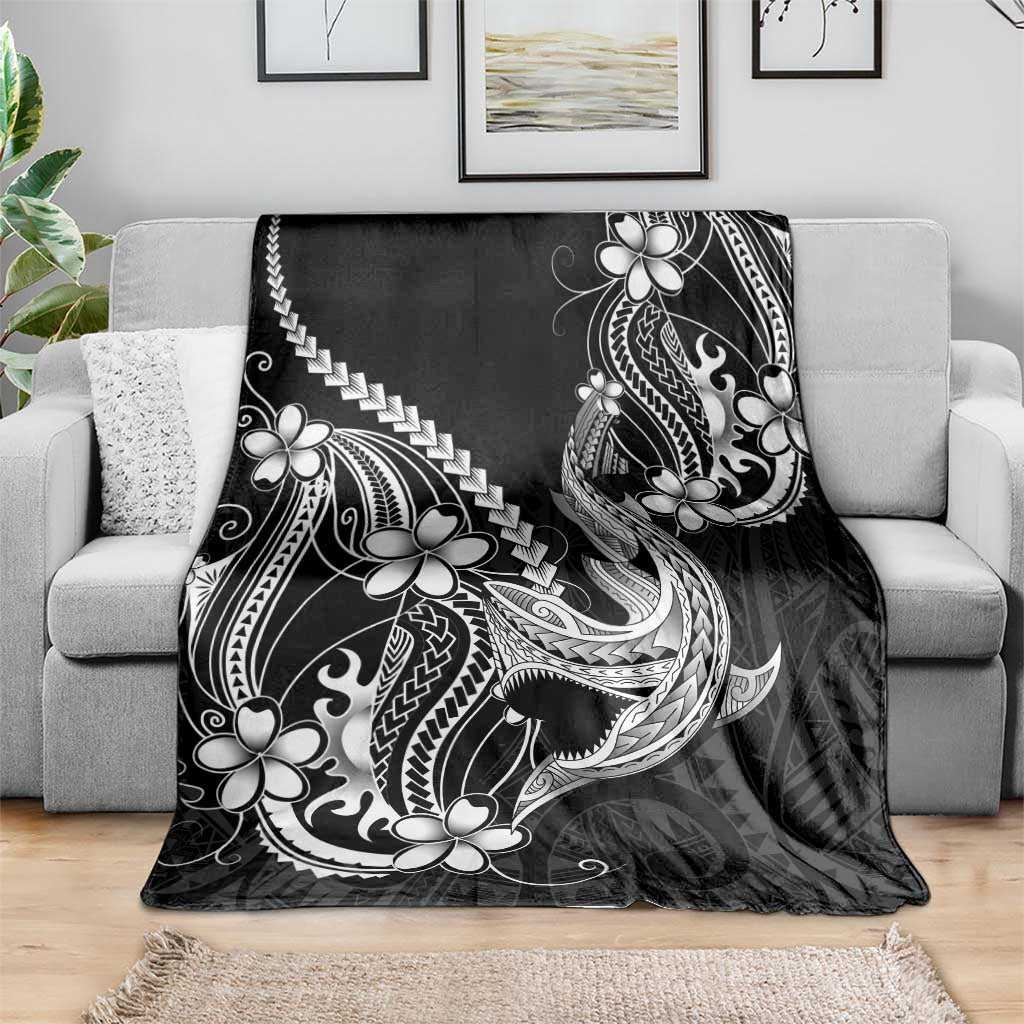 Black Aloha Hawaii Blanket Polynesian Shark Tattoo With Plumeria LT14 - Polynesian Pride