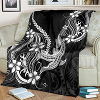Black Aloha Hawaii Blanket Polynesian Shark Tattoo With Plumeria LT14 - Polynesian Pride