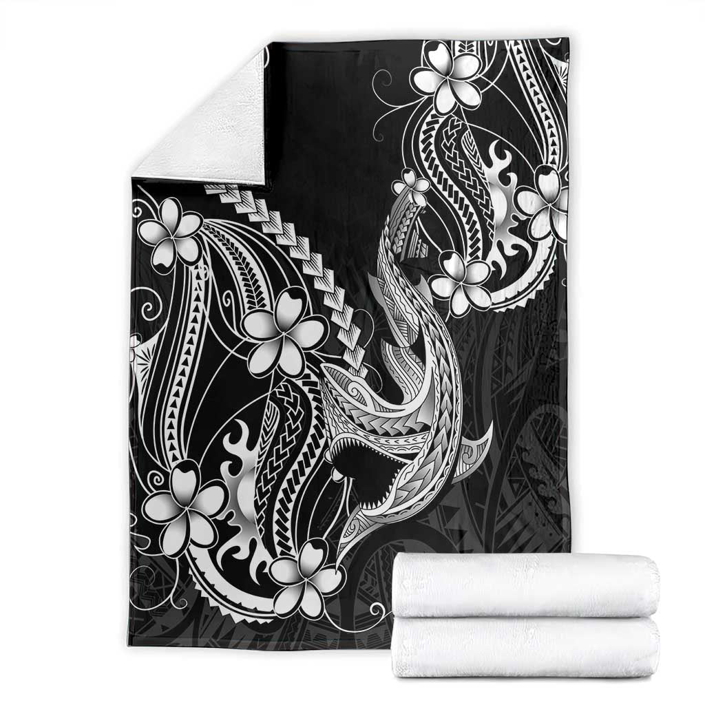 Black Aloha Hawaii Blanket Polynesian Shark Tattoo With Plumeria LT14 - Polynesian Pride