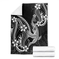 Black Aloha Hawaii Blanket Polynesian Shark Tattoo With Plumeria LT14 - Polynesian Pride