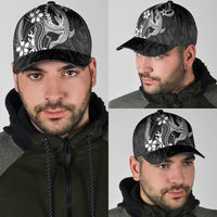 Black Aloha Hawaii Classic Cap Polynesian Shark Tattoo With Plumeria - Polynesian Pride