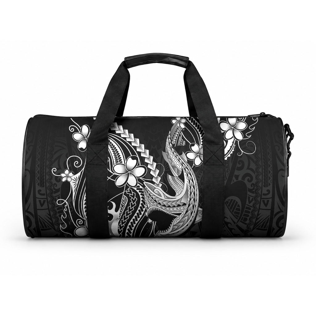 Black Aloha Hawaii Duffle Bag Polynesian Shark Tattoo With Plumeria