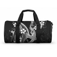 Black Aloha Hawaii Duffle Bag Polynesian Shark Tattoo With Plumeria