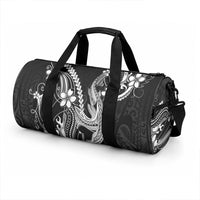 Black Aloha Hawaii Duffle Bag Polynesian Shark Tattoo With Plumeria