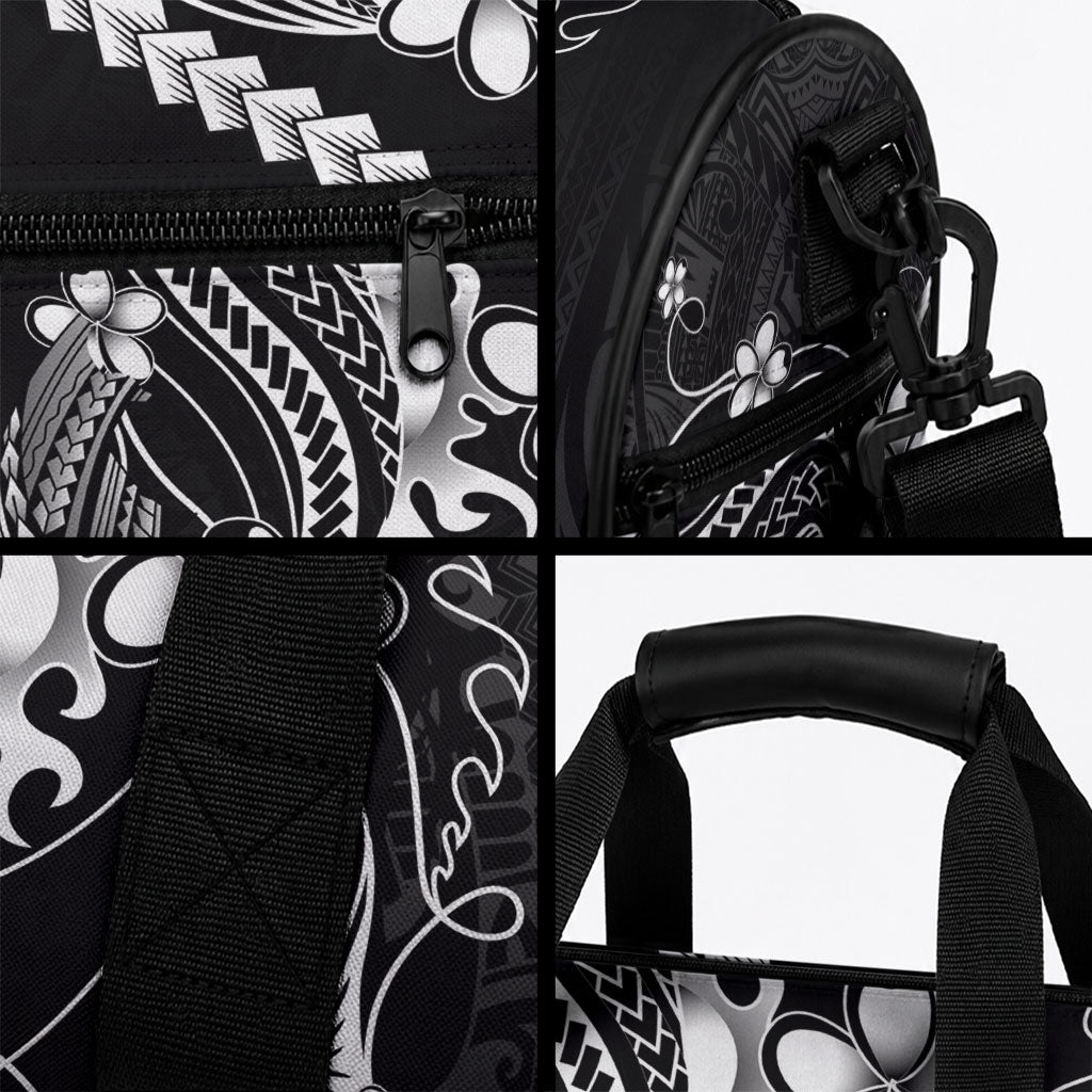 Black Aloha Hawaii Duffle Bag Polynesian Shark Tattoo With Plumeria