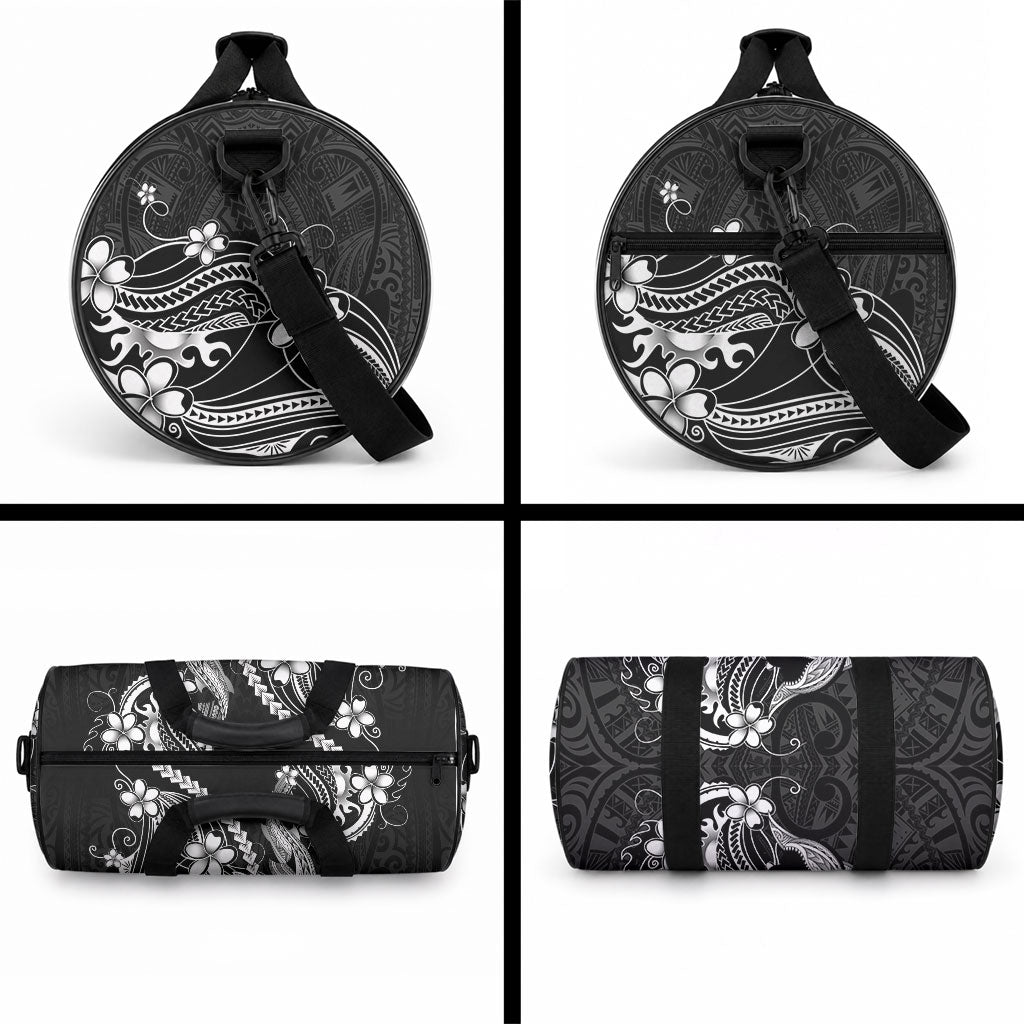 Black Aloha Hawaii Duffle Bag Polynesian Shark Tattoo With Plumeria