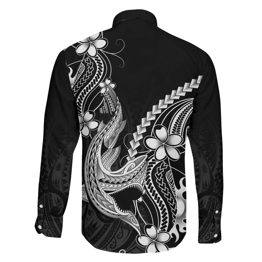 Black Aloha Hawaii Family Matching Mermaid Dress and Hawaiian Shirt Polynesian Shark Tattoo With Plumeria LT14 - Polynesian Pride