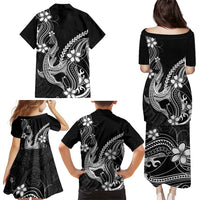 Black Aloha Hawaii Family Matching Puletasi and Hawaiian Shirt Polynesian Shark Tattoo With Plumeria LT14 - Polynesian Pride