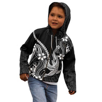 Black Aloha Hawaii Kid Hoodie Polynesian Shark Tattoo With Plumeria LT14 - Polynesian Pride