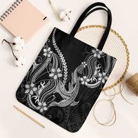 Black Aloha Hawaii Tote Bag Polynesian Shark Tattoo With Plumeria LT14 Black Strap One Size Black - Polynesian Pride