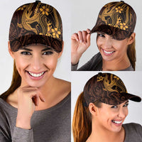 Gold Black Aloha Hawaii Classic Cap Polynesian Shark Tattoo With Plumeria - Polynesian Pride