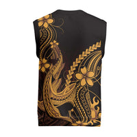 Gold Black Aloha Hawaii Christmas Knitted V-Neck Vest Polynesian Shark Tattoo With Plumeria LT14 - Polynesian Pride