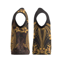Gold Black Aloha Hawaii Christmas Knitted V-Neck Vest Polynesian Shark Tattoo With Plumeria LT14 - Polynesian Pride