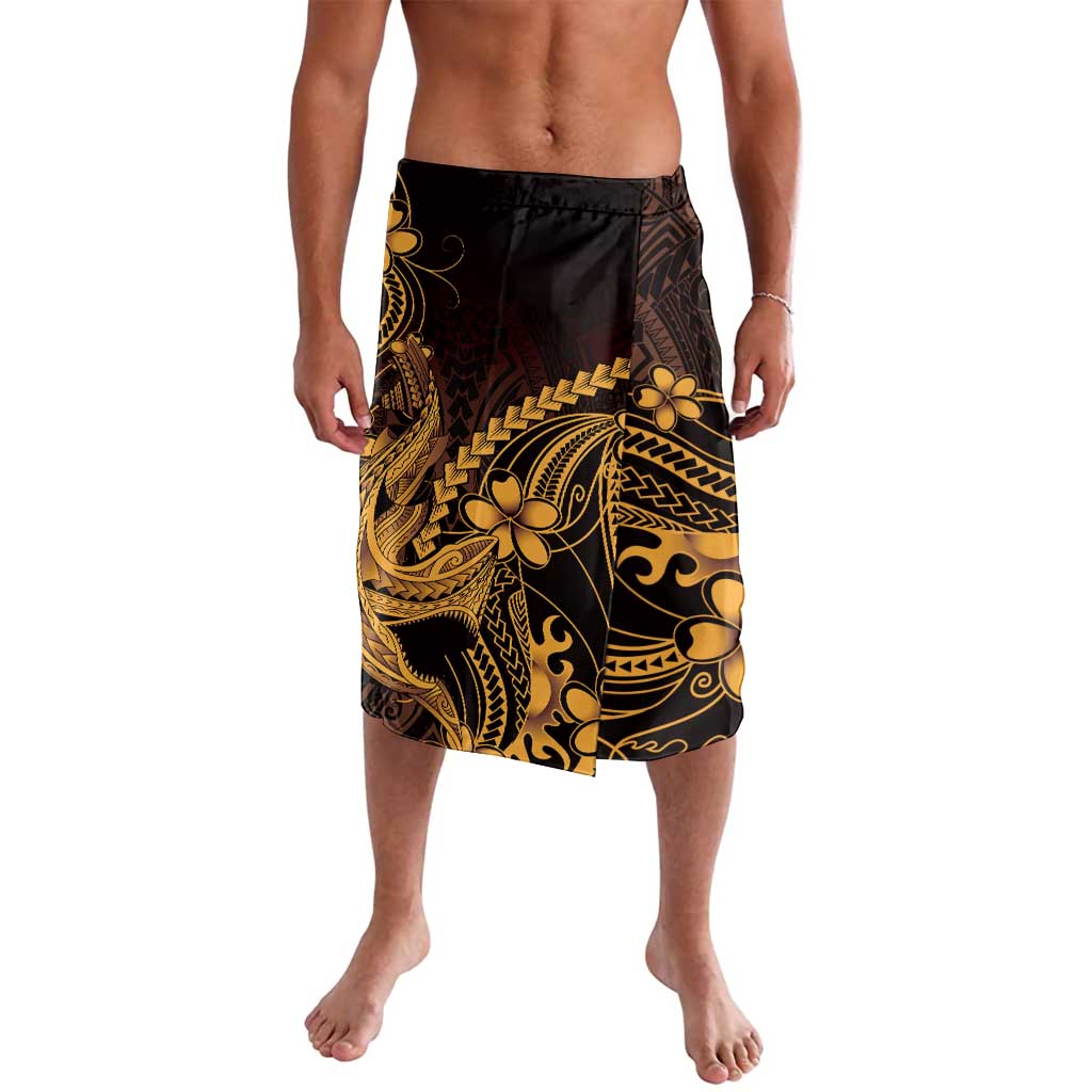 Gold Black Aloha Hawaii Lavalava Polynesian Shark Tattoo With Plumeria LT14 Gold - Polynesian Pride