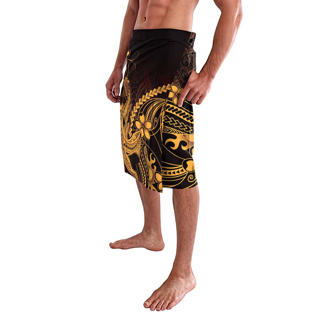Gold Black Aloha Hawaii Lavalava Polynesian Shark Tattoo With Plumeria LT14 - Polynesian Pride