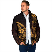 Gold Black Aloha Hawaii Padded Jacket Polynesian Shark Tattoo With Plumeria LT14 - Polynesian Pride