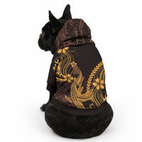 Gold Black Aloha Hawaii Pet Hoodie Polynesian Shark Tattoo With Plumeria
