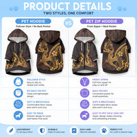 Gold Black Aloha Hawaii Pet Hoodie Polynesian Shark Tattoo With Plumeria