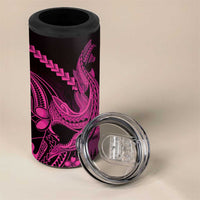 Pink Black Aloha Hawaii 4 in 1 Can Cooler Tumbler Polynesian Shark Tattoo With Plumeria LT14 - Polynesian Pride