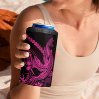 Pink Black Aloha Hawaii 4 in 1 Can Cooler Tumbler Polynesian Shark Tattoo With Plumeria LT14 - Polynesian Pride