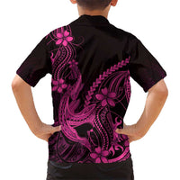 Pink Black Aloha Hawaii Family Matching Mermaid Dress and Hawaiian Shirt Polynesian Shark Tattoo With Plumeria LT14 - Polynesian Pride