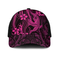 Pink Black Aloha Hawaii Mesh Trucker Cap Polynesian Shark Tattoo With Plumeria LT14 One Size Black Pink - Polynesian Pride