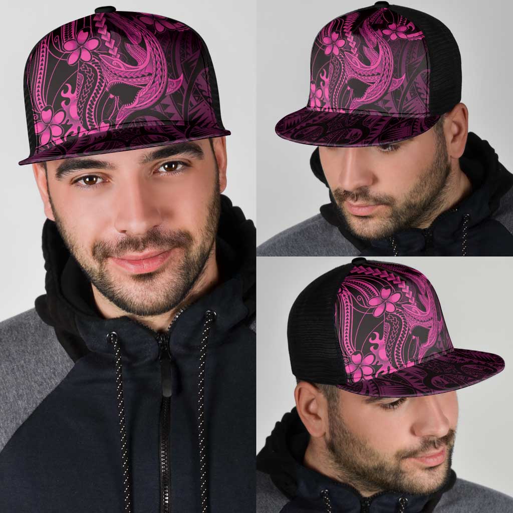 Pink Black Aloha Hawaii Mesh Trucker Cap Polynesian Shark Tattoo With Plumeria LT14 - Polynesian Pride