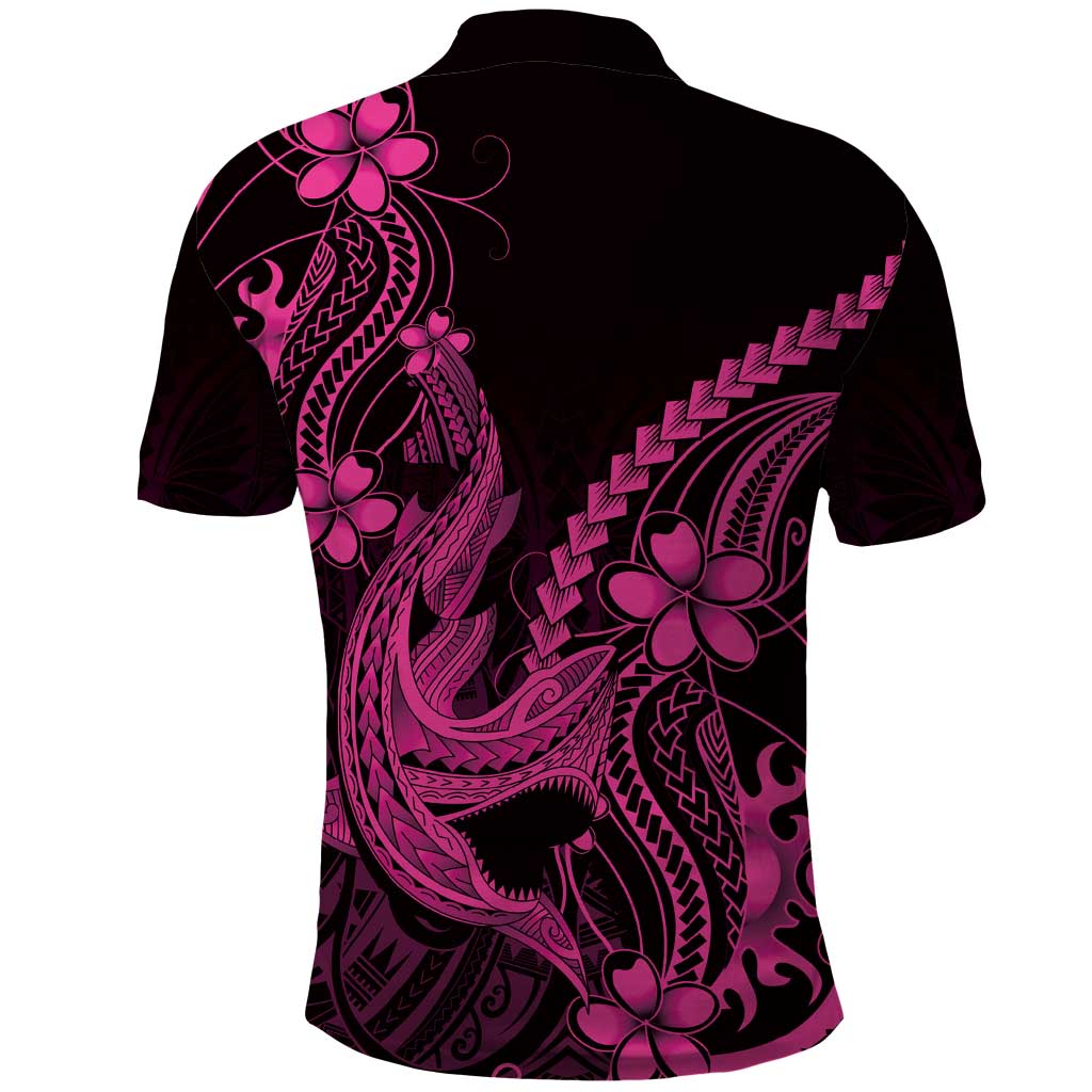 Pink Black Aloha Hawaii Polo Shirt Polynesian Shark Tattoo With Plumeria LT14 - Polynesian Pride