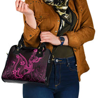 Pink Black Aloha Hawaii Shoulder Handbag Polynesian Shark Tattoo With Plumeria - Polynesian Pride