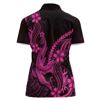 Pink Black Aloha Hawaii Women Polo Shirt Polynesian Shark Tattoo With Plumeria LT14 - Polynesian Pride