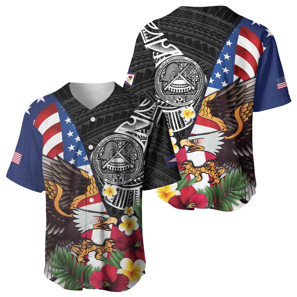 United States and American Samoa Baseball Jersey USA Flag Eagle With Seal Tropical Flowers