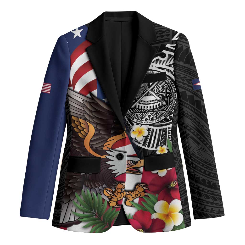 United States and American Samoa Blazer USA Flag Eagle With Seal Tropical Flowers