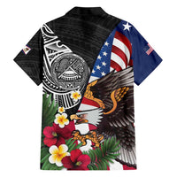 United States and American Samoa Family Matching Mermaid Dress and Hawaiian Shirt USA Flag Eagle With Seal Tropical Flowers LT14 - Polynesian Pride