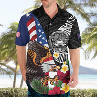 United States and American Samoa Hawaiian Shirt USA Flag Eagle With Seal Tropical Flowers LT14 - Polynesian Pride