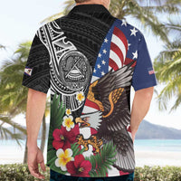 United States and American Samoa Hawaiian Shirt USA Flag Eagle With Seal Tropical Flowers LT14 - Polynesian Pride