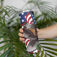 United States and American Samoa Skinny Tumbler USA Flag Eagle With Seal Tropical Flowers LT14 - Polynesian Pride