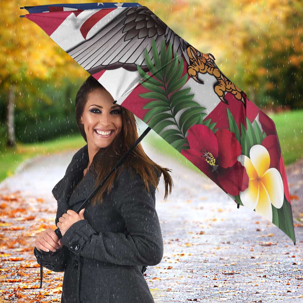 United States and American Samoa Umbrella USA Flag Eagle With Seal Tropical Flowers