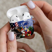 United States and Northern Mariana Islands AirPods Case USA Flag Eagle CNMI Latte Stone Tropical Flowers LT14 - Polynesian Pride